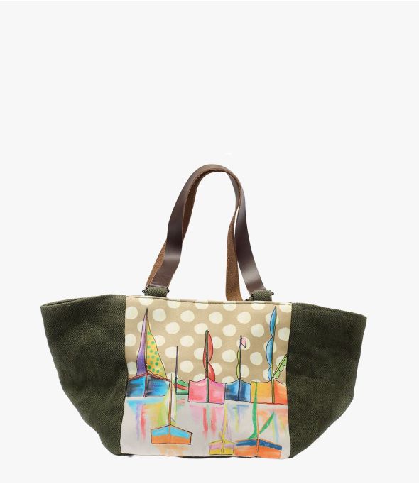 TOBY GAELLE in jute, katoen, polyester, leer, borduurwerk voor vrouwen 25x25x25cm - - Storiatipic