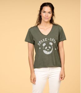 VITA DOLCE KAKI T-shirt en Coton pour Femme - 1