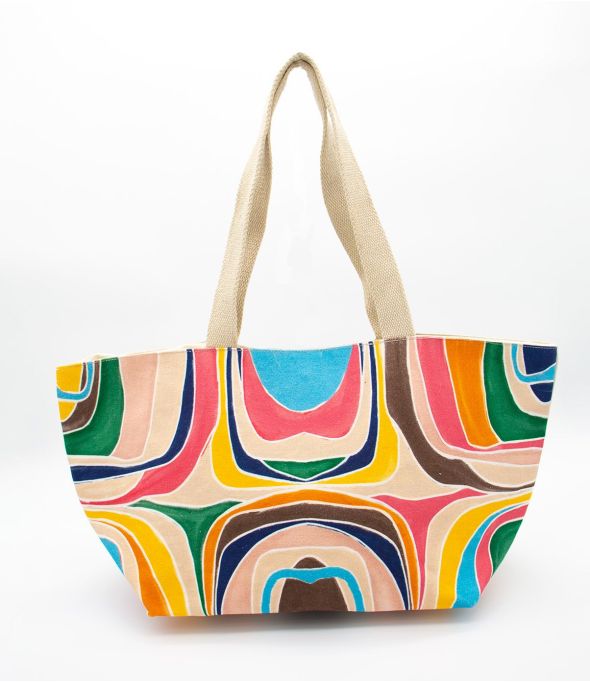 TOTE Michèle Jute katoenen tas voor dames 35 x 30 x 22 cm - - Storiatipic