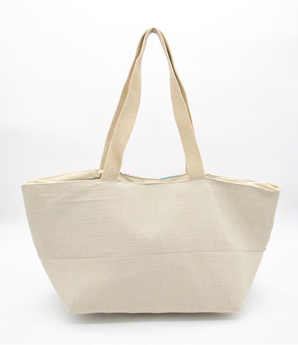 TOTE Michèle Sac en jute, coton pour Femme 35 x 30 x 22 CM Storiatipic - 1