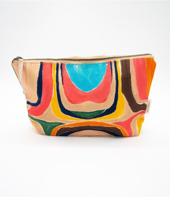 POUCH MICHELE jute, katoen voor dames 34 x 20 x 10 cm / 21 x 15 x 6 cm - - Storiatipic