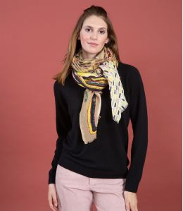 ADJA Écharpe en Laine, broderies couleur Beige pour Femme Storiatipic - 5