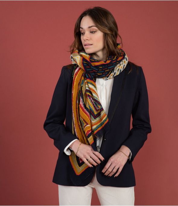 ADJA Écharpe en Laine, broderies - - Storiatipic