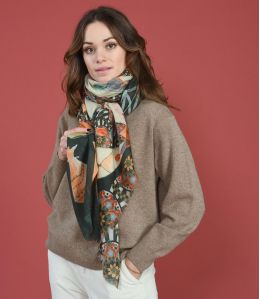DEBRA Écharpe en Laine, Soie couleur Anthracite pour Femme Storiatipic - 1 DEBRA Écharpe en Laine, Soie couleur Anthracite pour Femme Storiatipic - 1