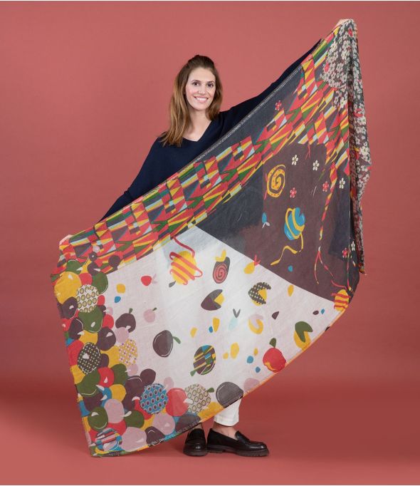 KANDY Écharpe en Laine, Lurex couleur Anthracite pour Femme Storiatipic - - Storiatipic