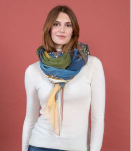 TAIGA Écharpe en Laine, Coton couleur Bleu pour Mixte Storiatipic - - Storiatipic TAIGA Écharpe en Laine, Coton couleur Bleu pour Mixte Storiatipic - - Storiatipic
