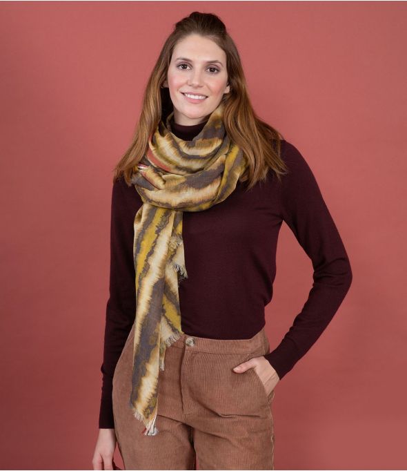 LUCE Écharpe en Laine, Coton couleur Bleu pour Femme Storiatipic - - Storiatipic