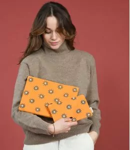 VANITY VELOURS Pochette en Coton couleur Orange pour Femme Storiatipic - 1