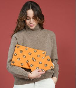 VANITY VELOURS ORANGE Pochette en Coton - - Storiatipic VANITY VELOURS ORANGE Pochette en Coton - - Storiatipic