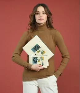 VANITY VELOURS BEIGE Pochette en Coton couleur Beige pour Femme Storiatipic - 1