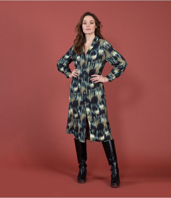 ELENA ISA ANTRACIET Viscose jurk - - Storiatipic