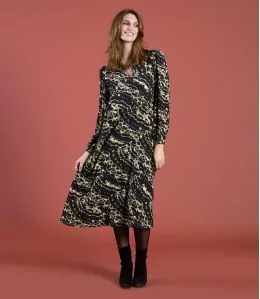 GULIA GRANITE NOIR Robe en Viscose couleur Noir pour Femme Storiatipic - 1