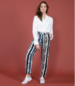 LENY LUCE NAVY Viscose broek - - Storiatipic LENY LUCE NAVY Viscose broek - - Storiatipic