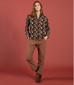 LENY VELOURS CAMEL Pantalon en Coton - 1