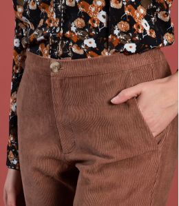 LENY VELOURS CAMEL Pantalon en Coton - 3