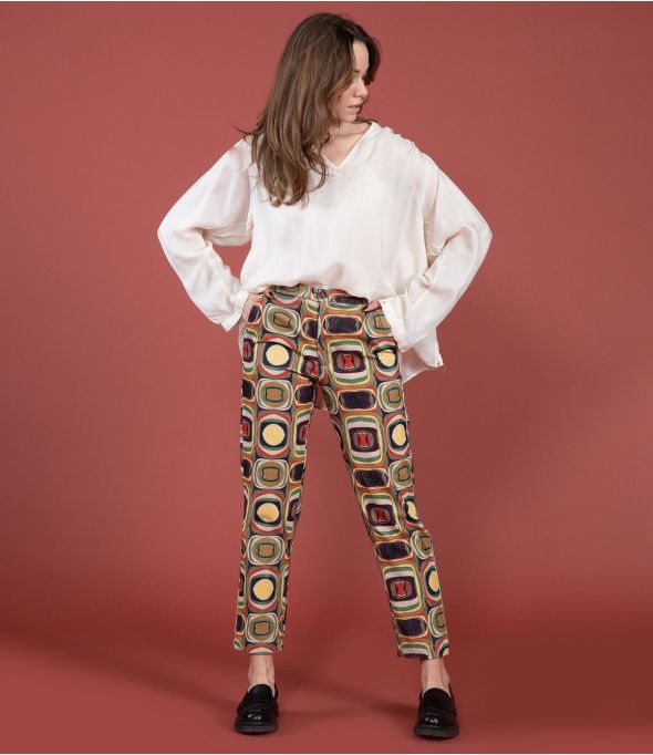 LENY VELVET HIPPIE CAMEL Pantalón de algodón - - Storiatipic