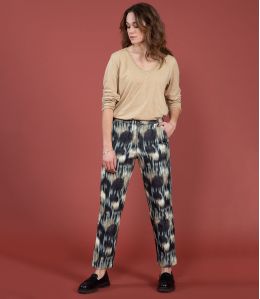 LENY VELOURS ISA ANTHRACITE Pantalon en Coton - - Storiatipic LENY VELOURS ISA ANTHRACITE Pantalon en Coton - - Storiatipic