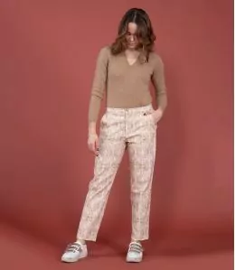 LENY VELOURS MARGOT ROSE Pantalon en Coton couleur Rose pour Femme Storiatipic - 1
