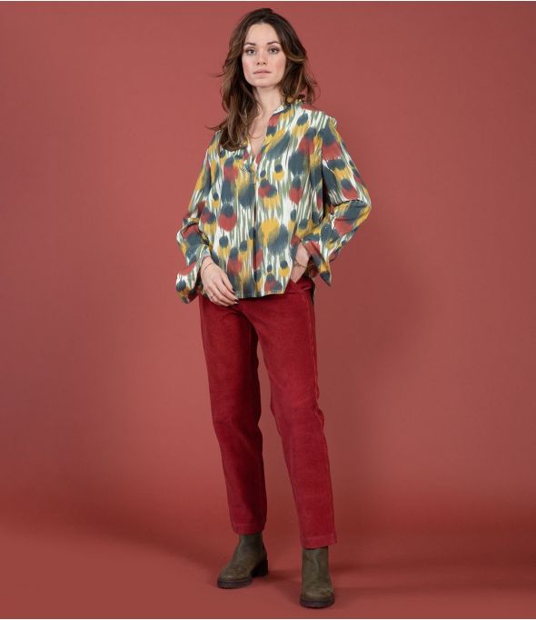 Pantalón de algodón LENY RED VELVET - - Storiatipic