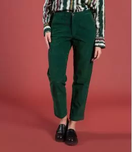 LENY VELOURS SAPIN Pantalon en Coton couleur Sapin pour Femme Storiatipic - 2