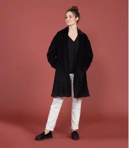 LIV VELOURS NOIR Manteau en Coton couleur Noir pour Femme Storiatipic - 2