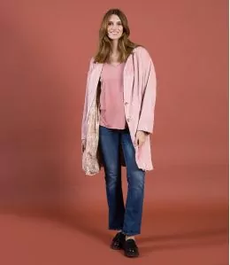 LIV VELOURS ROSE Manteau en Coton couleur Rose pour Femme Storiatipic - 1