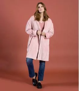 LIV VELOURS ROSE Manteau en Coton couleur Rose pour Femme Storiatipic - 2