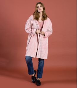 LIV VELOURS ROSE Manteau en Coton couleur Rose pour Femme Storiatipic - 2