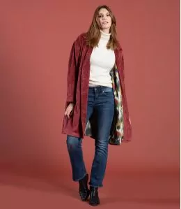 LIV VELOURS ROUGE Manteau en Coton couleur Rouge pour Femme Storiatipic - 1
