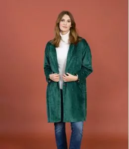 LIV VELOURS SAPIN Manteau en Coton couleur Sapin pour Femme Storiatipic - 1