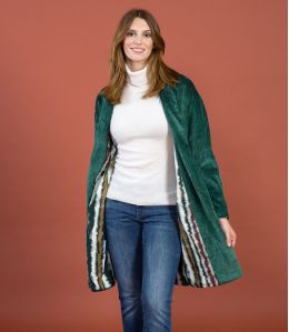 LIV VELOURS SAPIN Manteau en Coton couleur Sapin pour Femme Storiatipic - 2