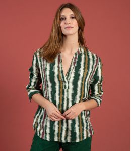 MILA LUCE SAPIN Blouse en Viscose couleur Sapin pour Femme Storiatipic - 1