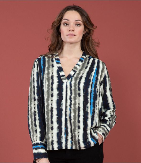 SARA LUCE BLUSA IN VISCOSA NAVY - - Storiatipic