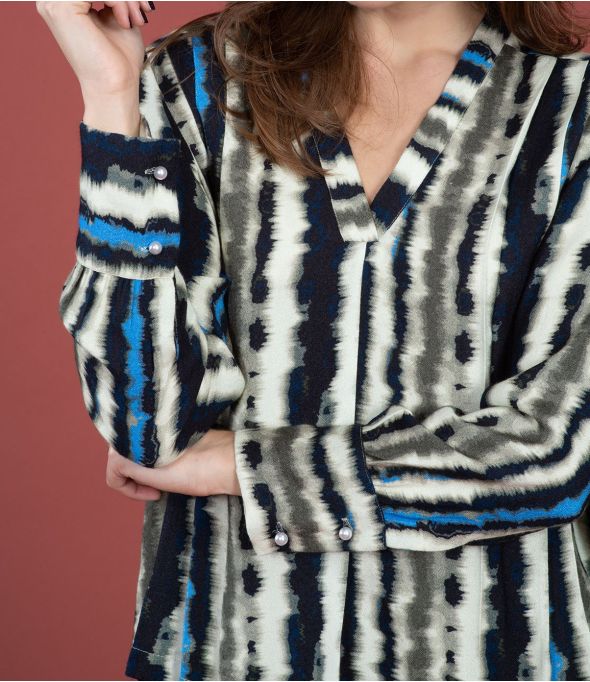 SARA LUCE BLUSA IN VISCOSA NAVY - - Storiatipic