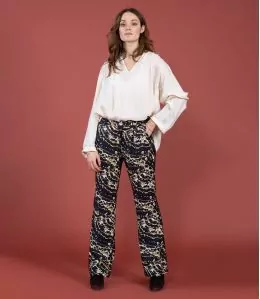SASHA GRANITE NOIR Pantalon en Viscose couleur Noir pour Femme Storiatipic - 1