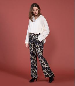 SASHA GRANITE NOIR Pantalon en Viscose - - Storiatipic SASHA GRANITE NOIR Pantalon en Viscose - - Storiatipic