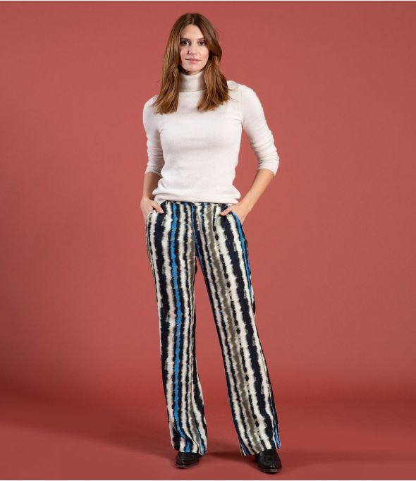 SASHA LUCE MARINE Pantalon en Viscose - - Storiatipic