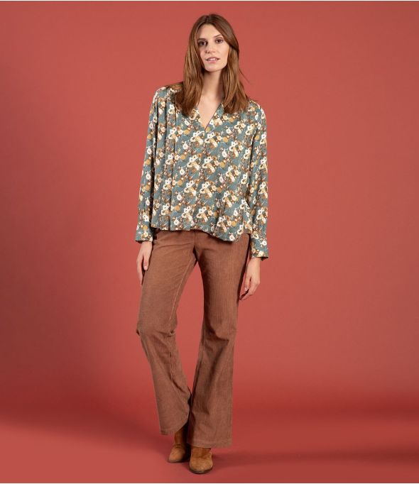 SASHA VELOURS CAMEL Pantalon en Coton - - Storiatipic