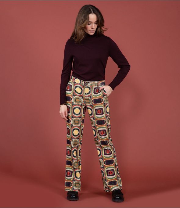 SASHA VELOURS HIPPIE CAMEL Pantalon en Coton - - Storiatipic