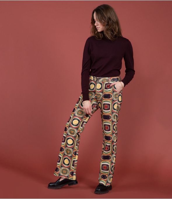 SASHA VELOURS HIPPIE CAMEL Pantalon en Coton - - Storiatipic
