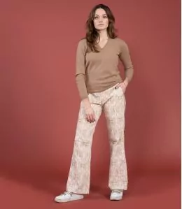 SASHA VELOURS MARGOT ROSE Pantalon en Coton couleur Rose pour Femme Storiatipic - 2