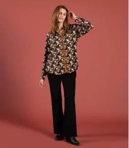 SASHA VELOURS NOIR Pantalon en Coton couleur Noir pour Femme Storiatipic - 2
