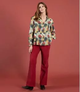 SASHA VELOURS ROUGE Pantalon en Coton couleur Rouge pour Femme Storiatipic - 1