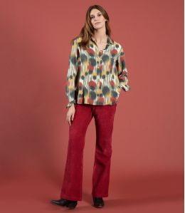 SASHA VELOURS ROUGE Pantalon en Coton - - Storiatipic SASHA VELOURS ROUGE Pantalon en Coton - - Storiatipic