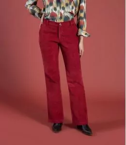 SASHA VELOURS ROUGE Pantalon en Coton couleur Rouge pour Femme Storiatipic - 2