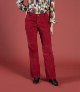 SASHA VELOURS ROUGE Pantalon en Coton - - Storiatipic SASHA VELOURS ROUGE Pantalon en Coton - - Storiatipic