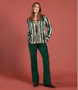 SASHA VELOURS SAPIN Pantalon en Coton couleur Sapin pour Femme Storiatipic - 1