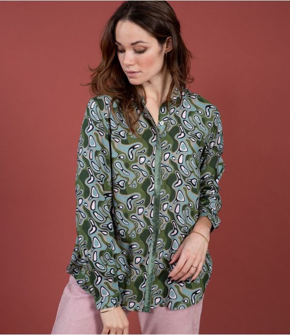 ALEX LAGON VERT Blouse en Modal couleur Vert pour Femme Storiatipic - - Storiatipic
