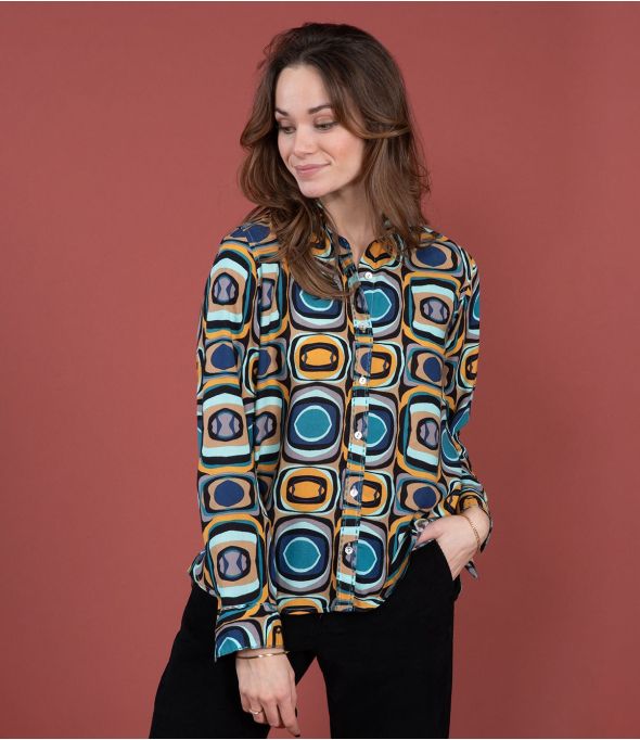 FRAN HIPPIE BLUE Camicia in modal - - Storiatipic