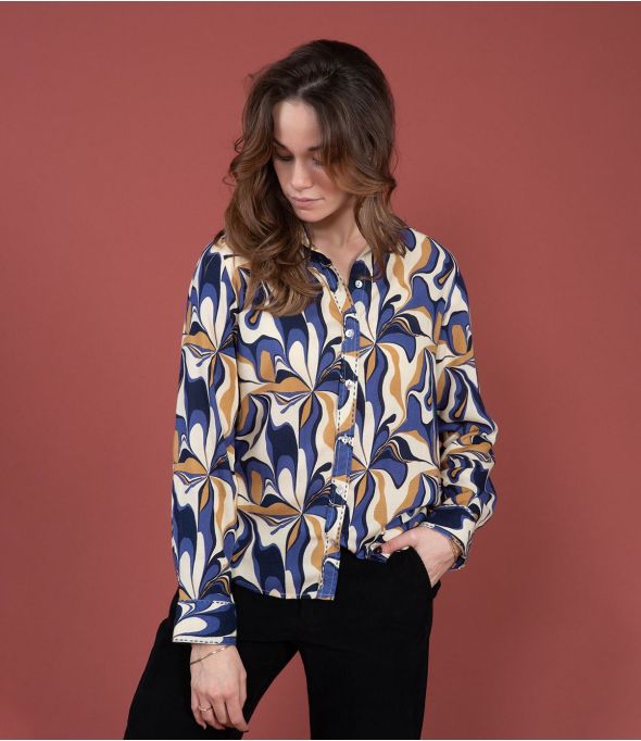 Camicia in modal FRAN SEVENTY BLU - - Storiatipic